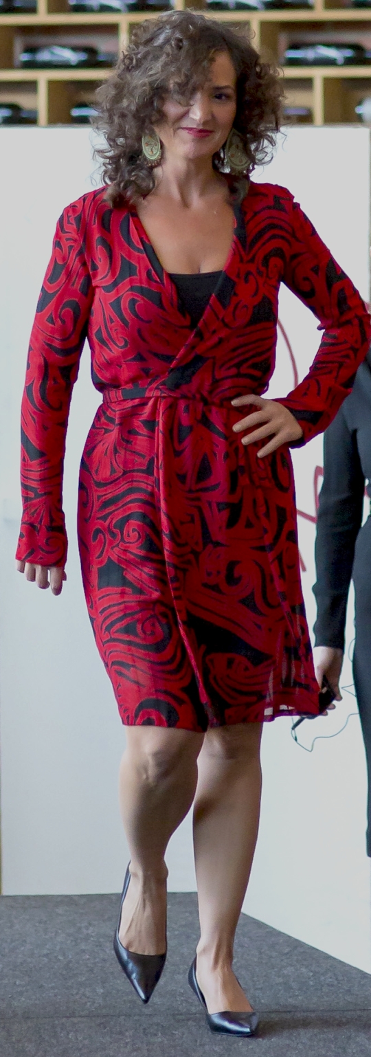 Chiffon-Wickelkleid   rot-schwarz   Größe 38