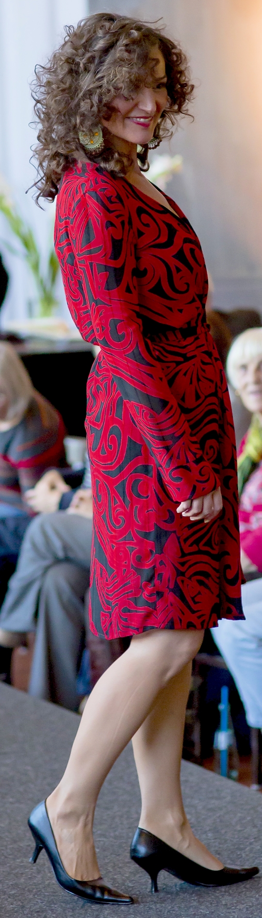 Chiffon-Wickelkleid   rot-schwarz   Größe 38