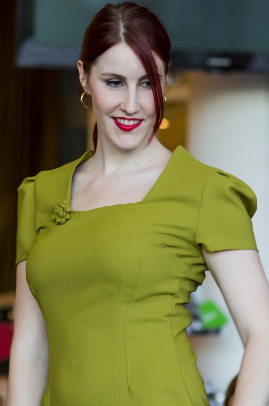 Kleid Crepe-Georgette mit Rückenreißveschluß   grün   Gr. 38/40